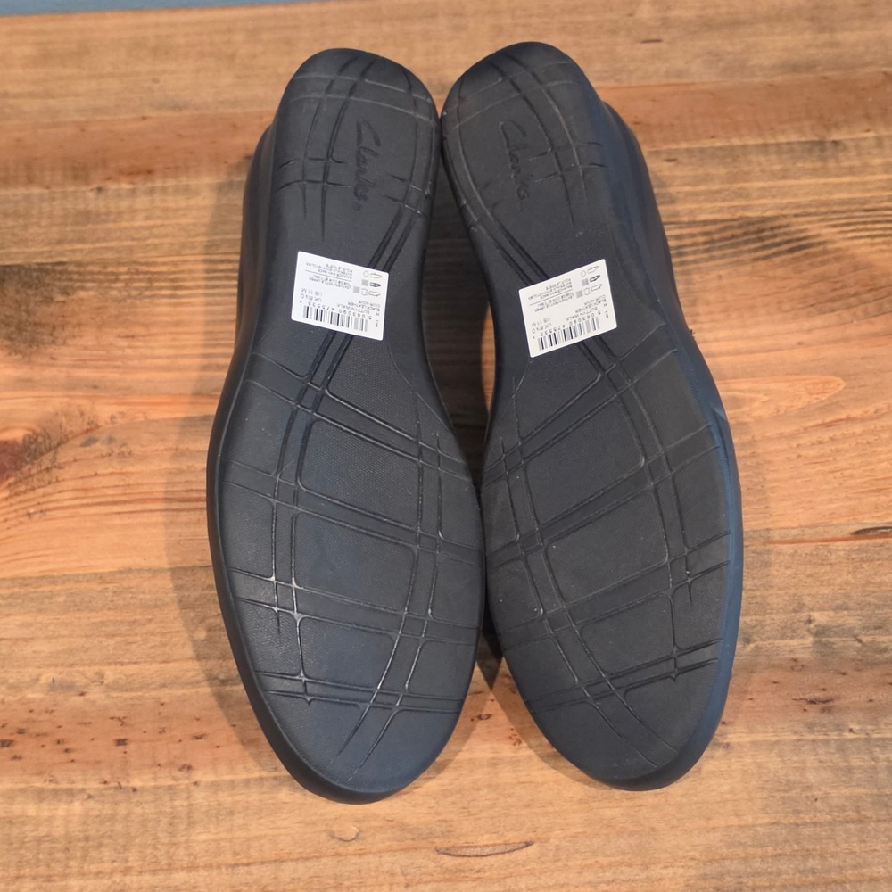 Clarks Womens Suttyn Walk Wedge Black Leather Slip On Comfort Shoes Size 11 M - Picture 5 of 10